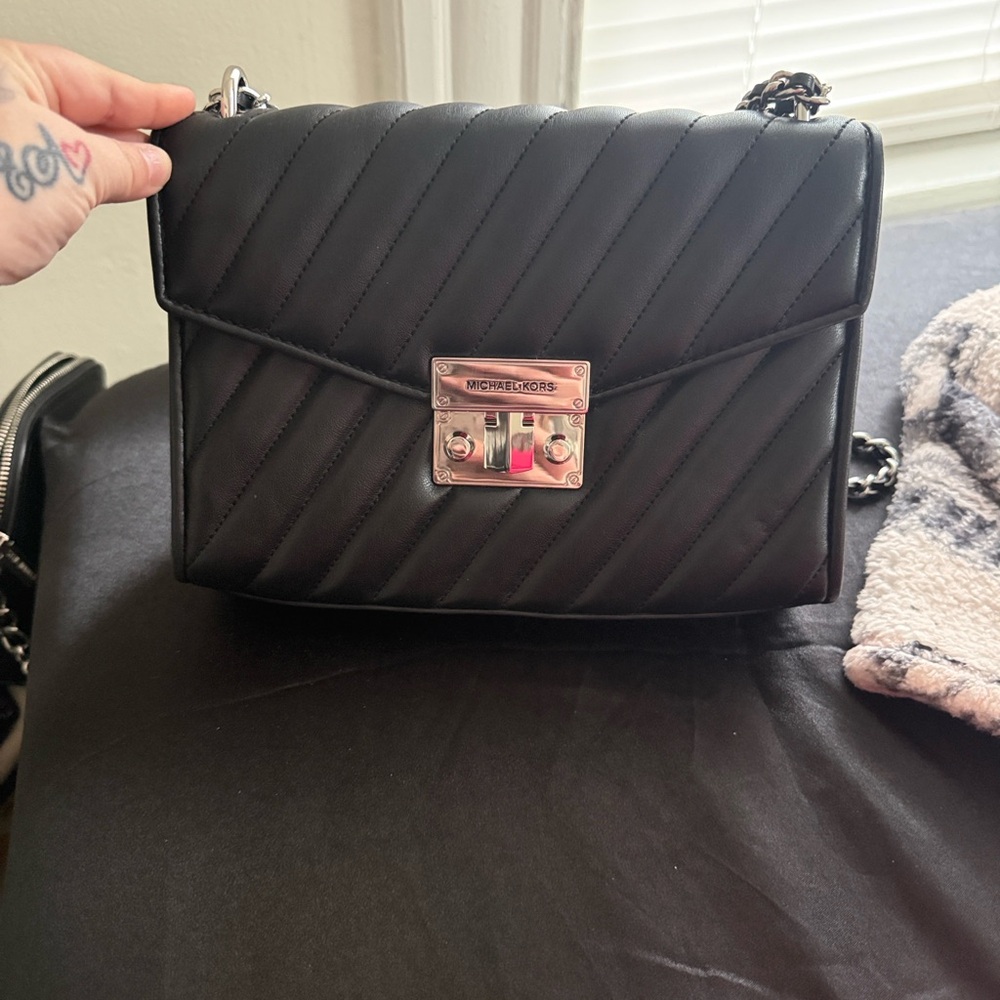 Michael Kors Black Quilted Crossbody Bag